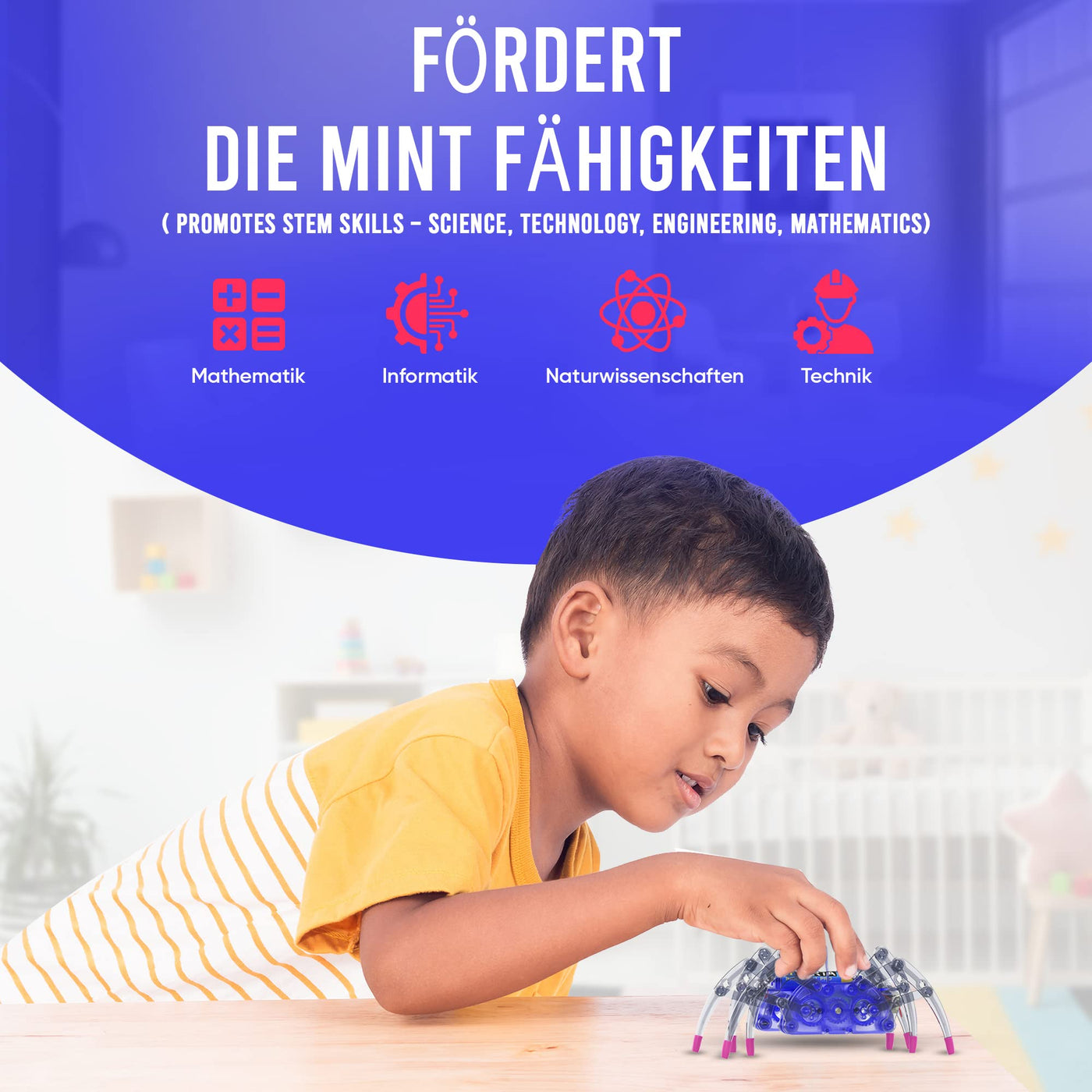 noDNA Roboter Kinder Spinnen Roboter zum selbst zusammenbauen - Experimente für Kinder ab 8 Jahren - Roboter Junge Roboter Spielzeug Roboter Spinne Spielzeug ab 8 Jahre