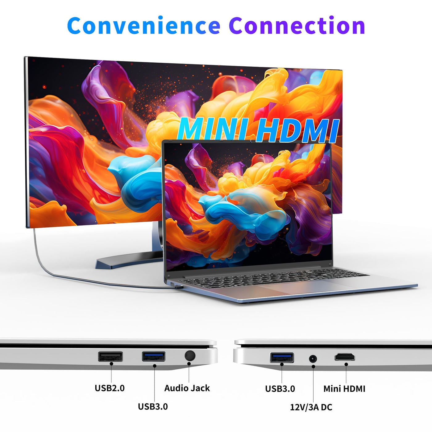 NIAKUN 16 Zoll Laptop Notebook, Prozessor N100 Notebook, bis zu 3.4Ghz, RAM 16GB+SSD 512GB Laptops, Full HD 1920x1200P, Laptop Computer mit beleuchteter Tastatur, WiFi 5, USB 3.0, 6000mAh