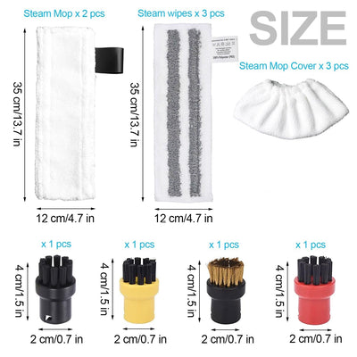 12 Stück Zubehör für Kärcher Dampfreiniger Easyfix SC2 SC3 SC4 SC5, Mikrofaser-Tuchset und Bodendüse Rundbürsten Kompatibel für Kärcher Dampfreiniger New Pack