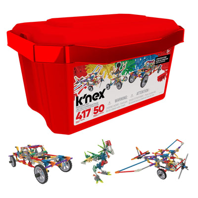 K'Nex Basic Fun Fantasie-Kreationsbereich 50 Modelle Baukasten, 417-teiliges Lernset, Technikspielzeug für Kinder, Konstruktionsspielzeug ab 5 Jahren, inkl. Aufbewahrungsbox