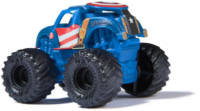 Monster Jam Marvel - Mini-Truck 3er-Set mit Black Panther, Captain America, Iron Man, Maßstab 1:87, robust und mit coolen Details, für monstermäßige Superhelden-Action an jedem Ort, ab 3 Jahren