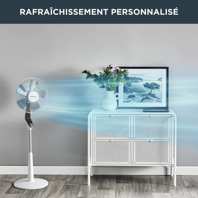 Rowenta VU5640 Standventilator Turbo Silence Extreme | 4 Geschwindigkeitsstufen | Nachtmodus | Turbostufe | Automatische Oszillation | Bis zu 80 m³/Min. Luftzirkulation, Grau/Antrazit/Weiß