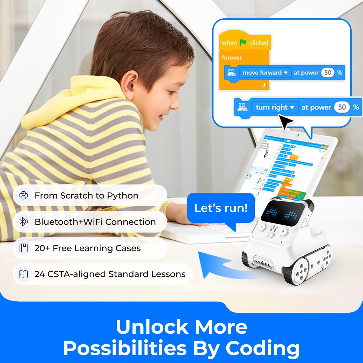 Makeblock Codey Rocky Programmierbarer Roboter, für Kinder, Codierungsroboter, kompatibel mit Scratch und Python, Stem Roboter, Lernspielzeug für Jungen und Mädchen ab 6 Jahren