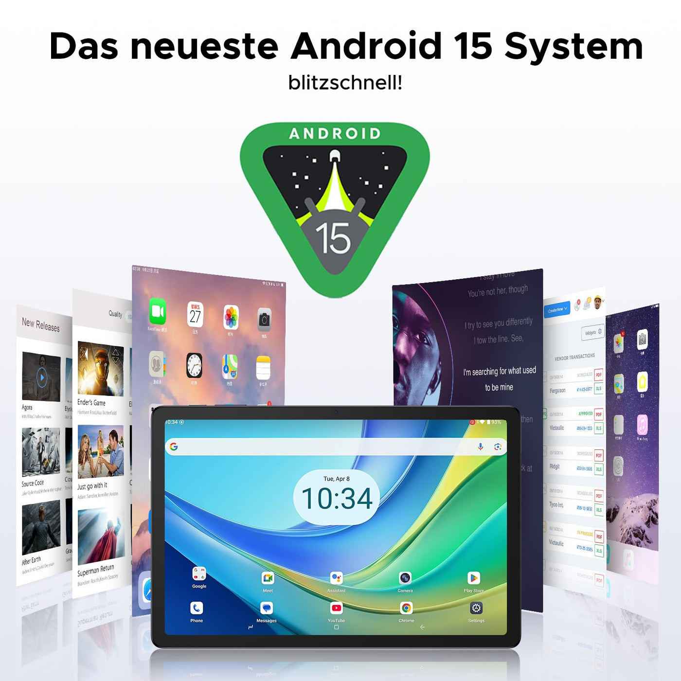 DOOGEE TAB G6+ Android 15 Tablet 11 Zoll, FHD+, 32GB RAM + 256GB ROM, 8000mAh Akku, Gemini AI, 4G LTE, Unisoc T7280 Octa-Core, Widevine L1, Tablet mit Tastatur/Stift/SIM Card Slot/Maus/Hülle