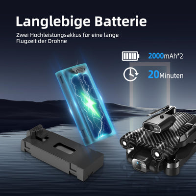 Drohne mit Kamera 4K, Mini Ferngesteuertes Flugzeug, Bürstenloser Motor 360°Flip Headless Modus WiFi 5G Bildübertragung Faltbar One Touch Start/Stop, 2 x 20 Mins Batterien, Kinderspielzeug, Schwarz