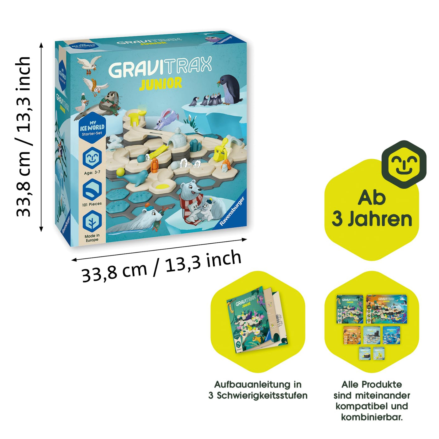 Ravensburger GraviTrax Junior Starter-Set L Ice 27060 - Murmelbahn überwiegend aus nachwachsenden Rohstoffen mit Themenwelten, Lern- und Konstruktionsspielzeug für Jungs und Mädchen ab 3 Jahren