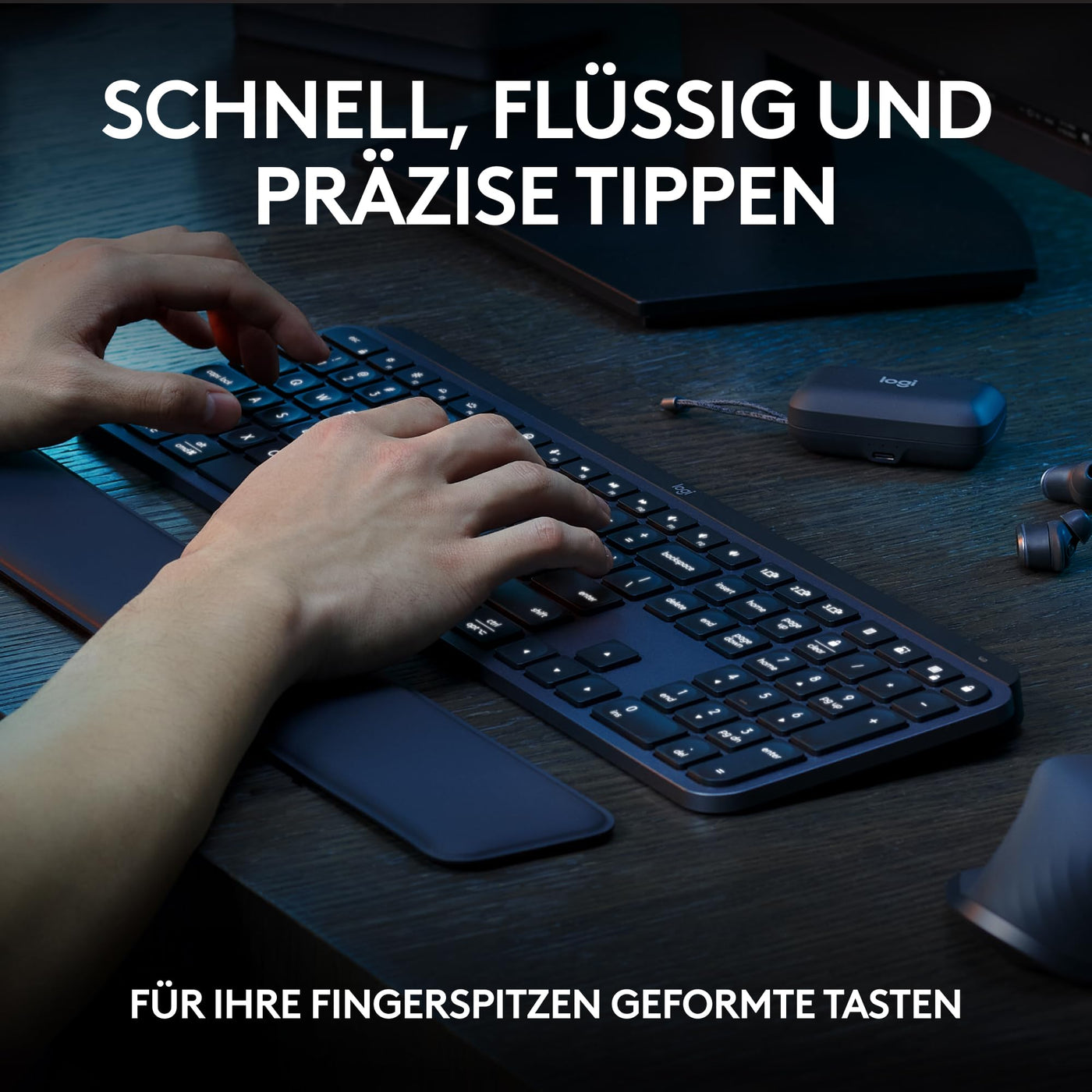 Logitech MX Keys S Combo: Leistungsstarke kabellose Tastatur und Maus mit Handablage,Customizable Illumination, Fast Scrolling,Bluetooth, für Windows/Linux/Chrome/Mac- Graphit, Deutsches QWERTZ-Layout