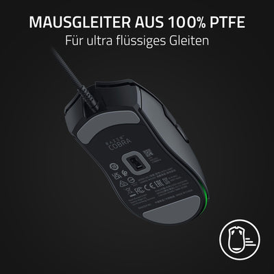 Razer Cobra - Leichte kabelgebundene Gaming-Maus mit Chroma RGB (Federleichte 57 g, Optische Maus-Switches der 3. Gen, Chroma-Beleuchtung mit Unterbodenbeleuchtung, Präzise Sensor-Anpassungen) Schwarz
