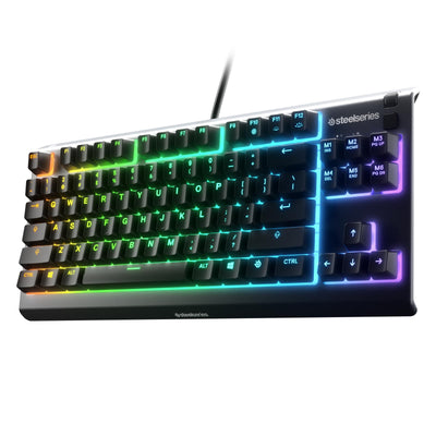 SteelSeries Apex 3 TKL RGB Gaming Tastatur - Tenkeyless Compact Formfaktor - 8-Zonen RGB Beleuchtung - IP32 Wasser- & Staubabweisend - Flüsterleiser Gaming Switch - Gaming Grade Anti-Ghosting