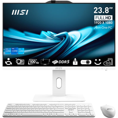 MSI PRO AP242P 14M-634DE AIO Desktop PC, 23,8 Zoll FHD IPS 100 Hz Bildschirm, i7-14700, 16 GB DDR5 RAM, 512GB PCIe NVMe SSD, WiFi 6E, Webcam - Tastatur, Maus, Windows 11 Pro - weiß