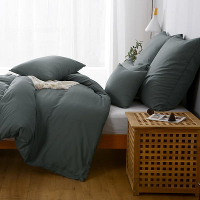 TOCOMOA Bettwäsche 155x220 2teilig Anthrazit, Bettwäsche-Sets Mikrofaser ÖKO-TEX Zertifiziert, Bettbezug und Kissenbezug 80x80cm mit Reißverschluss Weich und Bügelfrei
