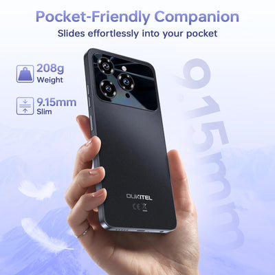 OUKITEL C6 5G Smartphone Ohne Vertrag, 24GB RAM+256GB/1TB ROM Handy Ohne Vertrag, 6.8'' HD+90Hz, 5150mAh, Android 15 Simlockfreie Handys, 50MP Kamera Smartphone, Dual 5G SIM/GPS/Face ID/Fingerabdruck