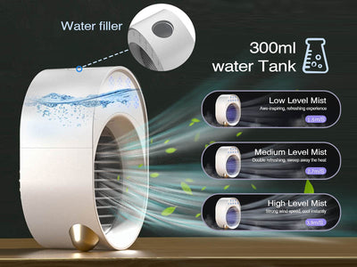 Luftkühler mit Verdunstungskühlung, Mini Klimaanlage Akku Portable, Mini Ventilator USB 4 in 1, Mobile Klimagerät ohne Abluftschlauch Leise Klimaanlage Mobil Klimagerät Conditioner Air Purifier (Grün)