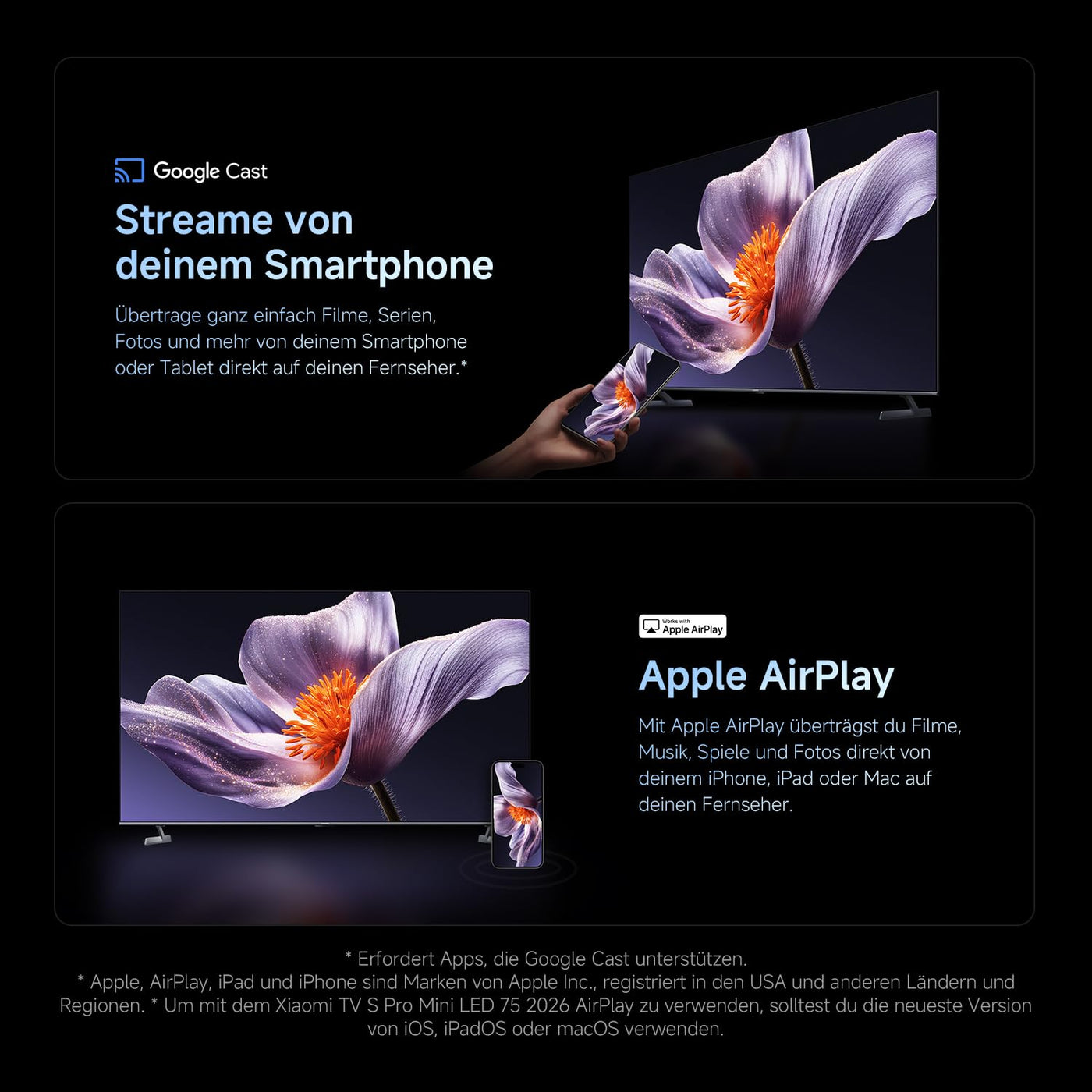 XIAOMI TV S Pro Mini LED 65, Smart TV, 4K QLED 144Hz Google TV, Dolby Vision, Dolby Atmos, HDR 10+, DTS-X, Harman AudioEFX, Triple Tuner, DVB-T2, Prime Video, Google Assistant, Airplay 2