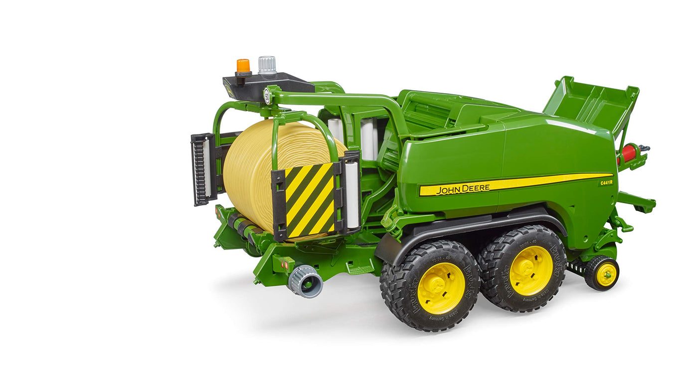 bruder 02032 - John Deere Rundballen-Presswickelkombination C441R - 1:16 Bauernhof, Landwirtschaft, Traktor, Anhänger, Erntemaschine, Pressewickler, Mähdrescher Zubehör, grün