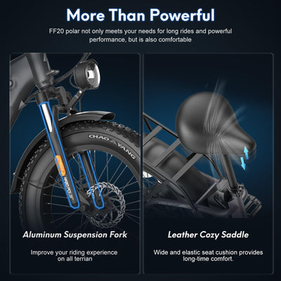 Fafrees FF20 Polar E Bike Damen Klappbar mit 10,4Ah/499,2Wh*2 Akkus bis 160KM, [ Offiziell ] Fatbike E-Bike Herren Elektrofahrrad 20", Klapprad, 65 N.m Ebike Mountainbike Elektro 150KG