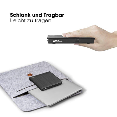 Pecosso Externe CD/DVD Laufwerk USB 3.0, Portable Slim ,RW Brenner für alle Laptops/Desktop; PC unter Windows 7/8/10 und Mac OS für Apple MacBook, MacBook Pro, MacbookAir, iMac(Schwarz)
