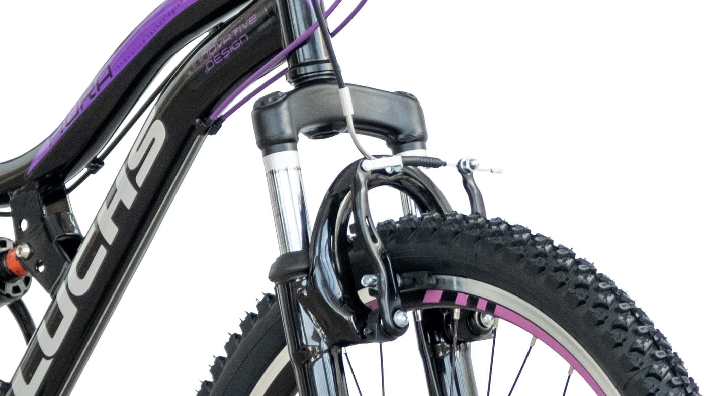 LUCHS Aura Mountainbike 24" & 26" – Das perfekte Fahrrad für Mädchen und Damen/Damenfahrrad, Mädchenfahrrad, Vollgefedert ab 10 Jahren & 145cm (Schwarz, 26" Zoll)