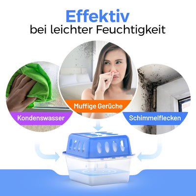 Idelia® 4x Luftentfeuchter + 9 Nachfüllpacks - Raumentfeuchter Luftentfeuchter für Küche, Bad & Wohnzimmer bis 40m² + 9x 400g Luftentfeuchter Granulat (4x Luftentfeuchter + 9x Nachfüllpacks)