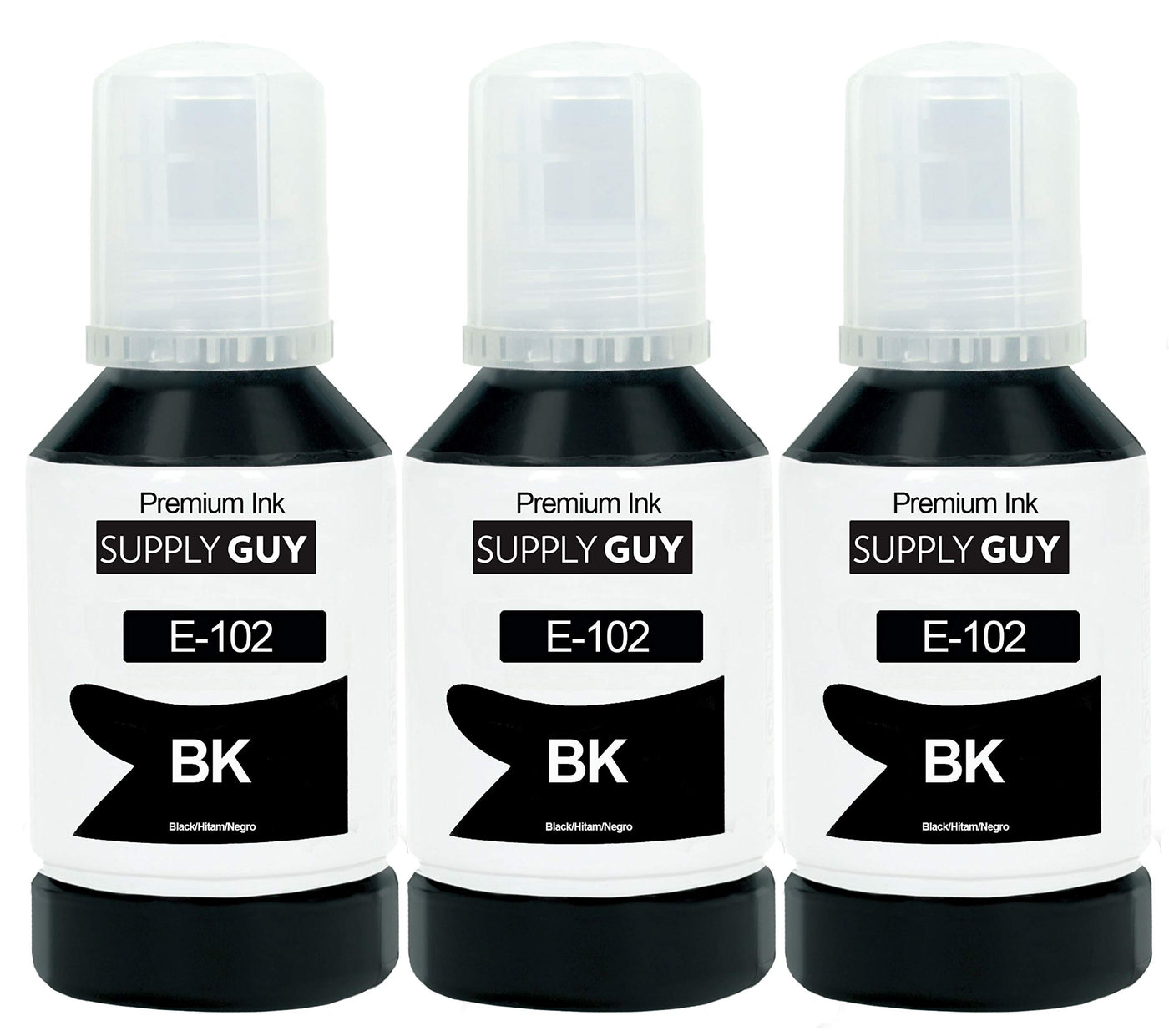 Supply Guy Tinte kompatibel mit Epson 102 Schwarz für EcoTank ET 2700 2750 2751 2756 2800 2850 2856 3700 3750 3850 4750 4800 4850 4856 15000 Workforce ST-2000 2100 3000 4000 4100 (3X 127ml)