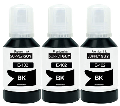 Supply Guy Tinte kompatibel mit Epson 102 Schwarz für EcoTank ET 2700 2750 2751 2756 2800 2850 2856 3700 3750 3850 4750 4800 4850 4856 15000 Workforce ST-2000 2100 3000 4000 4100 (3X 127ml)