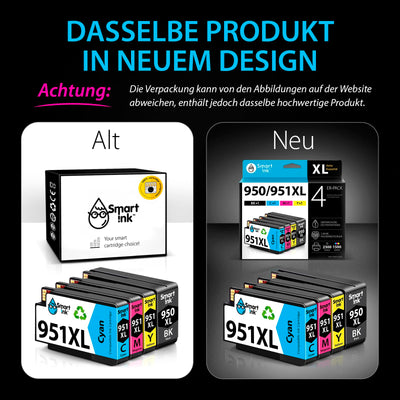Smart Ink Kompatible Druckerpatronen als Ersatz für HP 950XL 951XL 950 XL 951 XL 4 Multipack (Schwarz & Cyan Magenta Gelb) Patronen Hohe Ergiebigkeit für HP Officejet Pro 8100 8600 8615 8616 8620 8640