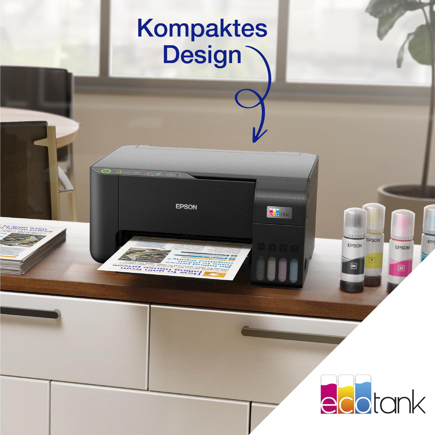 Epson EcoTank ET-2862 DIN-A4-Multifunktions-WLAN-Tintentankdrucker, mit einem im Lieferumfang enthaltenen Vorrat an Tinten von bis zu 3 Jahren