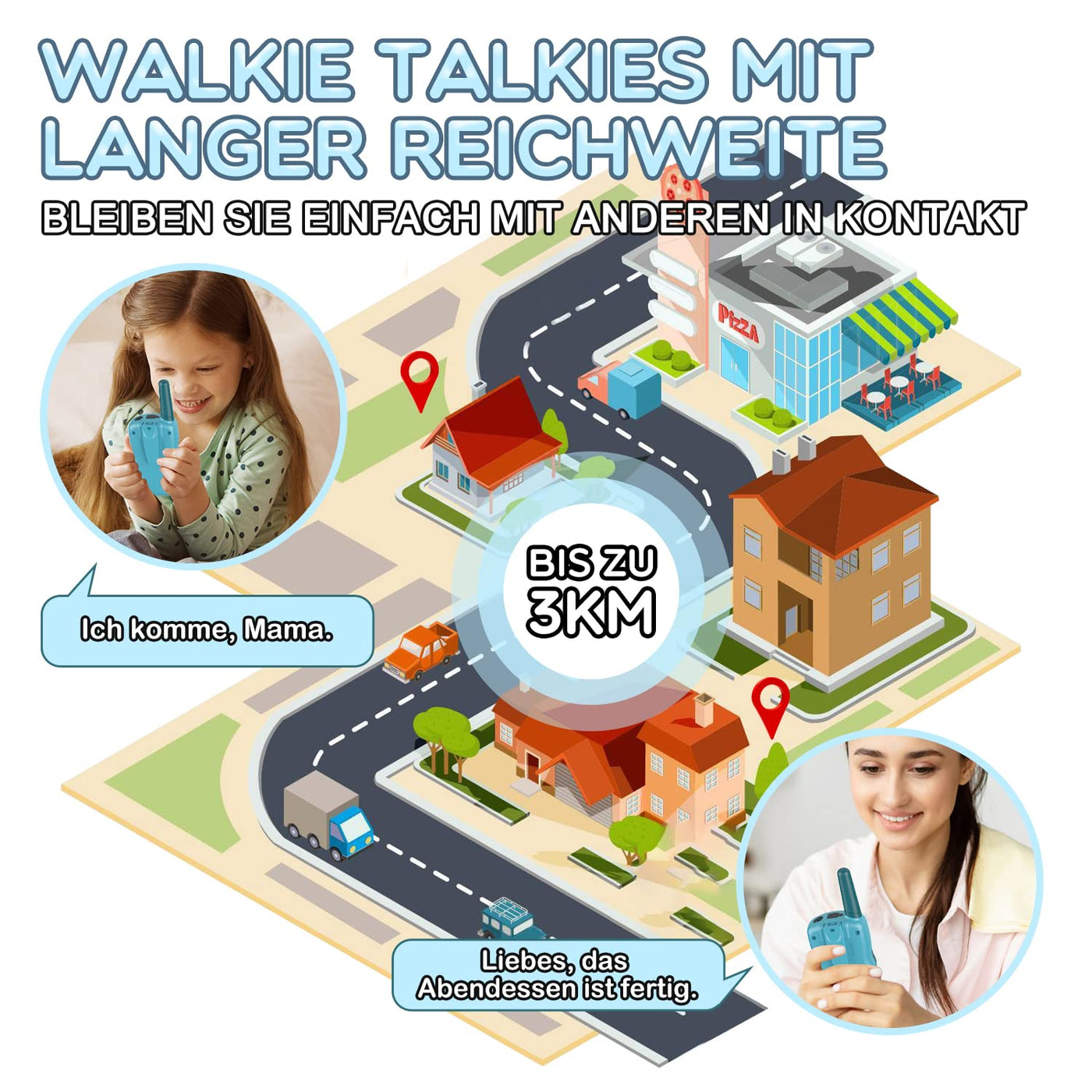 Bakoherp Walkie Talkie Kinder ab 3-12 Jahre, Aufladbar mit 8 Kanäle, Funkgerät Wiederaufladbar mit LED Taschenlampe, VOX Funktion, Klare Stimme für Abenteuer, Camping, Wandern