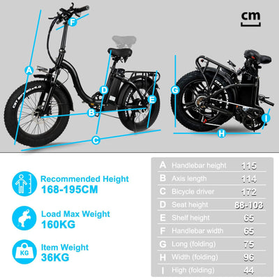 Klapprad E-Bike, E Bike Elektrofahrrad mit 48V/24Ah Samsung-Akku, Bis zu 140KM | Hinterradmotor 48V, 65N.m | Hydraulic Disc Brake | E Klapprad mit Rückspiegel & Korb, Elektrofahrrad für Herren Damen