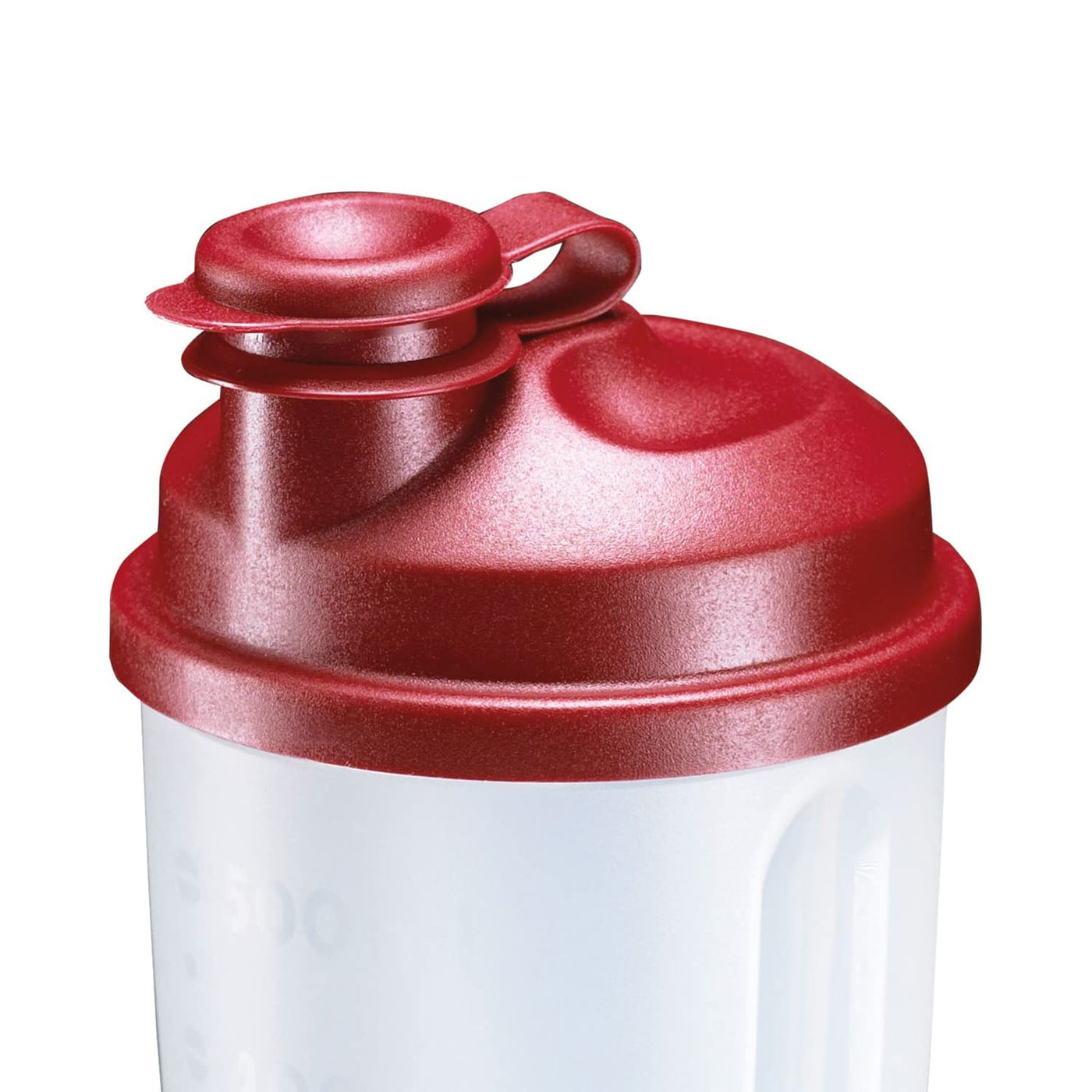 Westmark 2 Mix- und Schüttelbecher/Dressingshaker mit Mess-Skala, herausnehmbarer Mixscheibe und verschließbarem Ausgießer, Fassungsvermögen: 0,5l, Kunststoff, BPA-frei, Farbe: Transluzent/Rot