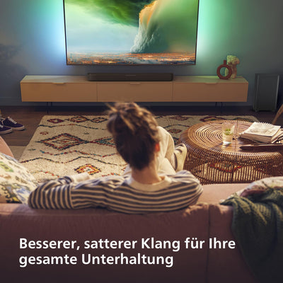Philips TAB5309 Soundbar 2.1 mit drahtlosem Subwoofer - 2,1 Kanal 240W, DTS Virtual X, Bluetooth 5.4, HDMI ARC, optische Verbindung und USB-Konnektivität - Dunkelgrau