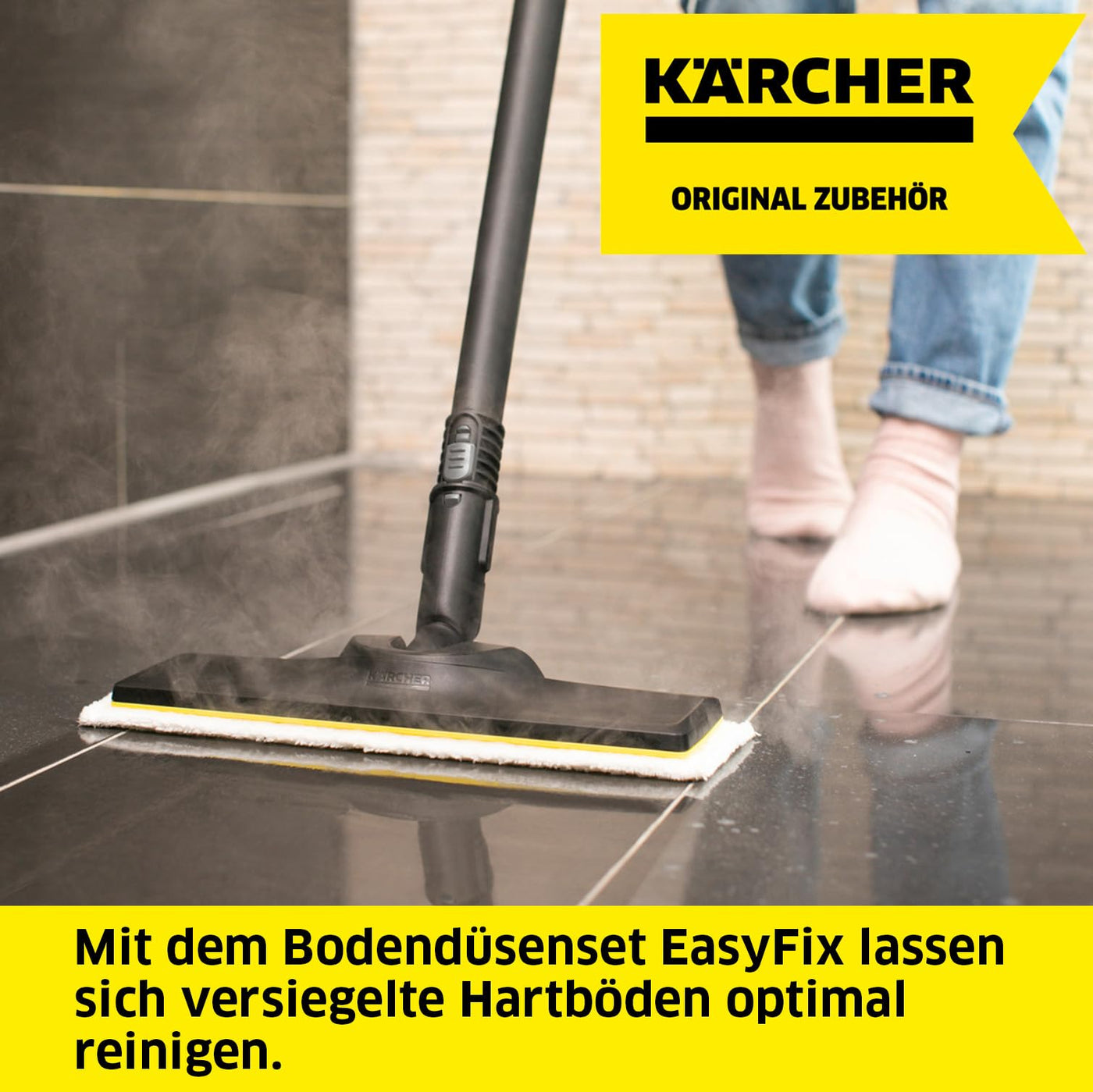Kärcher Original Set Bodendüse und Mikrofasertuch Easyfix kompatibel mit Dampfreiniger Kärcher SC - Für Böden, geeignet für jede Art von Oberfläche, maschinenwaschbar, Weiß