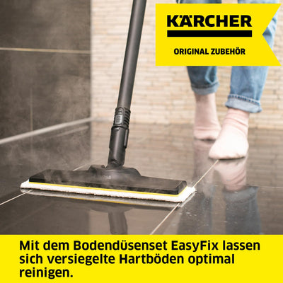 Kärcher Original Set Bodendüse und Mikrofasertuch Easyfix kompatibel mit Dampfreiniger Kärcher SC - Für Böden, geeignet für jede Art von Oberfläche, maschinenwaschbar, Weiß