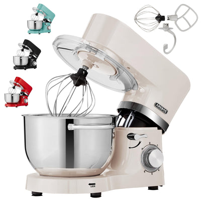 Arebos Küchenmaschine 1500W Türkis | Knetmaschine mit 2x Edelstahl-Rührschüsseln 4,5 & 5,5L | Geräuscharm | Küchenmixer mit Rührhaken, Knethaken, Schlagbesen und Spritzschutz | 6 Geschwindigkeiten