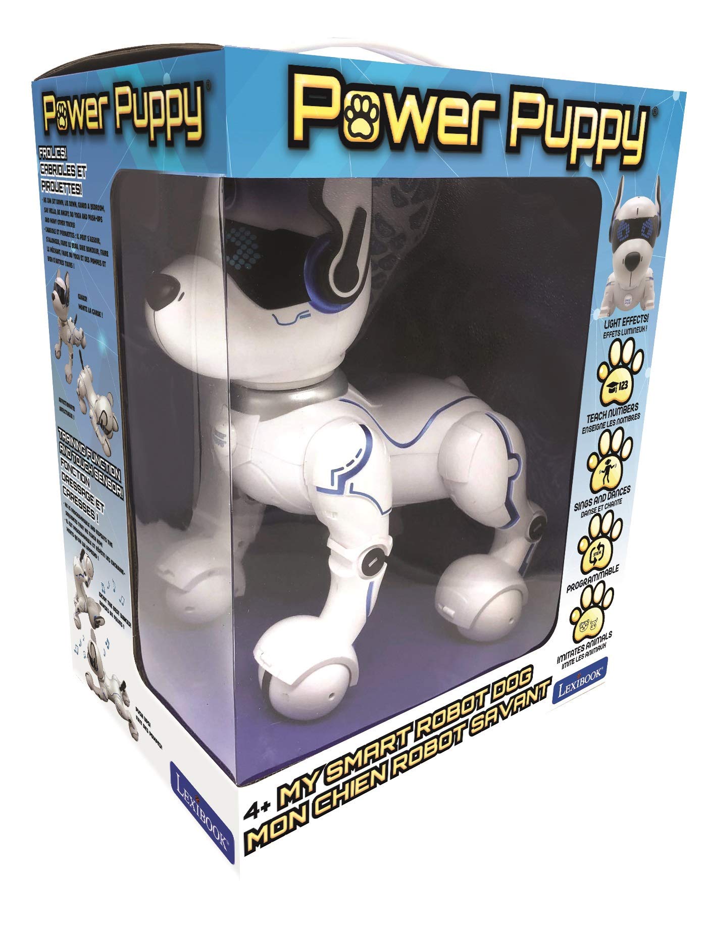 Lexibook Power Puppy - Mein Roboterhund zum Trainieren - Programmierbarer Roboter mit Fernbedienung, Dressurfunktion, Gestensteuerung, Tanz, Musik, Lichteffekte - DOG01
