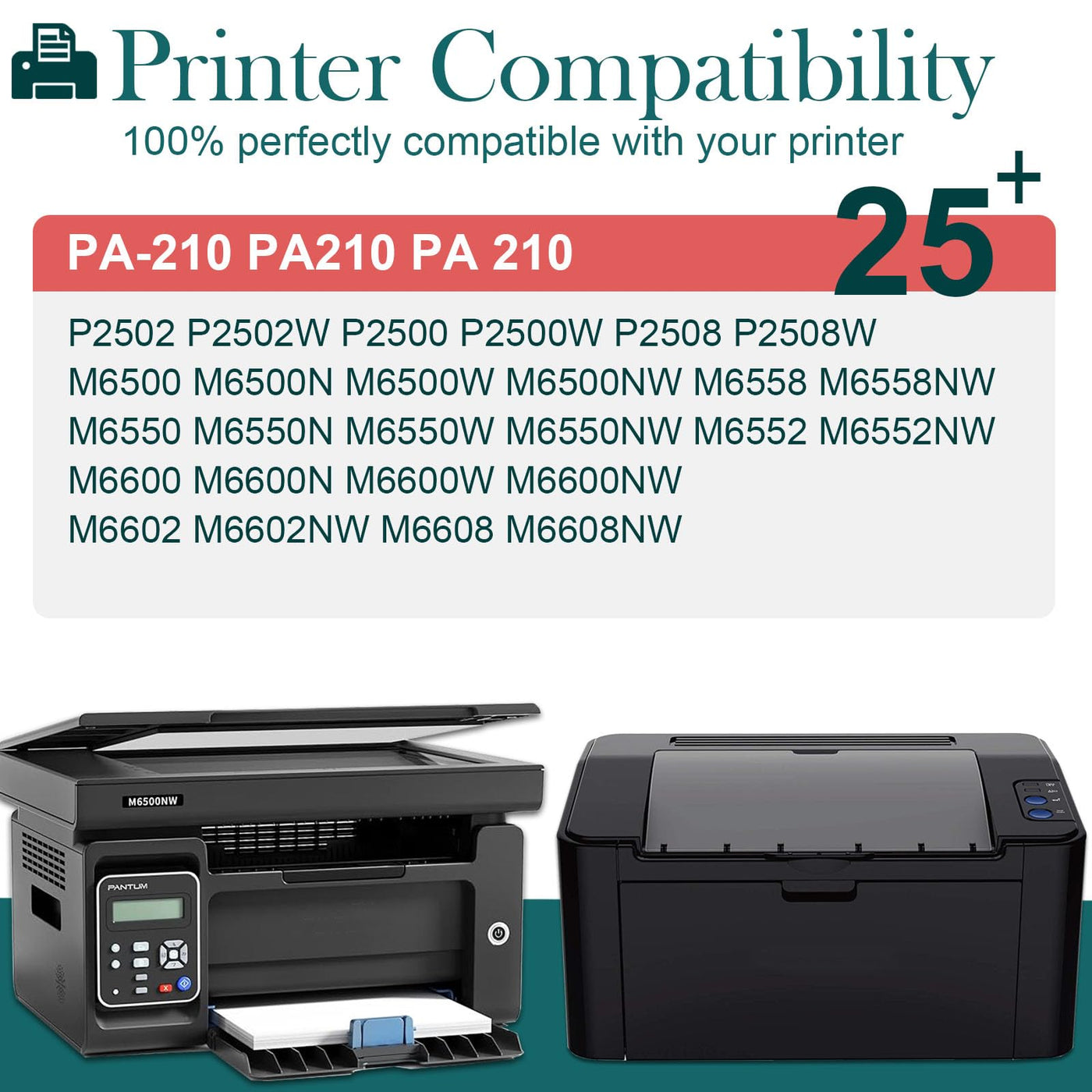 HenceBuy PA-210 Tonerkartusche Kompatible für Pantum PA-210 PA210 Toner P2502W P2500W M6500NW M6500W M6550NW M6500 M6600NW M6600N Laserdrucker, Schwarz 1,600 Seiten