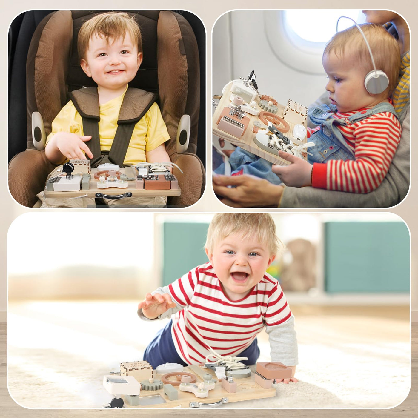 Joyreal Montessori Busy Board - Motorikbrett Activity Board Montessori Motorik Spielzeug Sensorik Brett Motorikboard Geschenk für Mädchen Junge