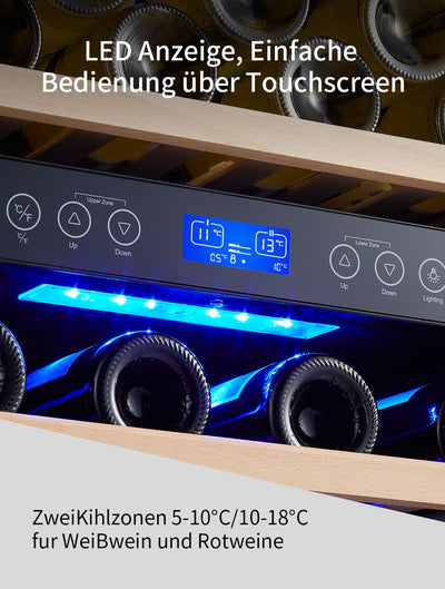 Kalamera Weinkühlschrank 2 Zonen für 73 Flaschen, Schwarz, 200 Liter, KRC-200BFG