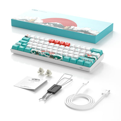 MageGee MK-STAR61 60% Mechanische Tastatur DE Layout, Hot-Swap-fähige kabelgebundene RGB-Gaming-Tastatur mit Farbstoff-Sublimationstastenkappen, vorgeölten Schaltern, Eva-Schaum für Mac/Win (Wellen)