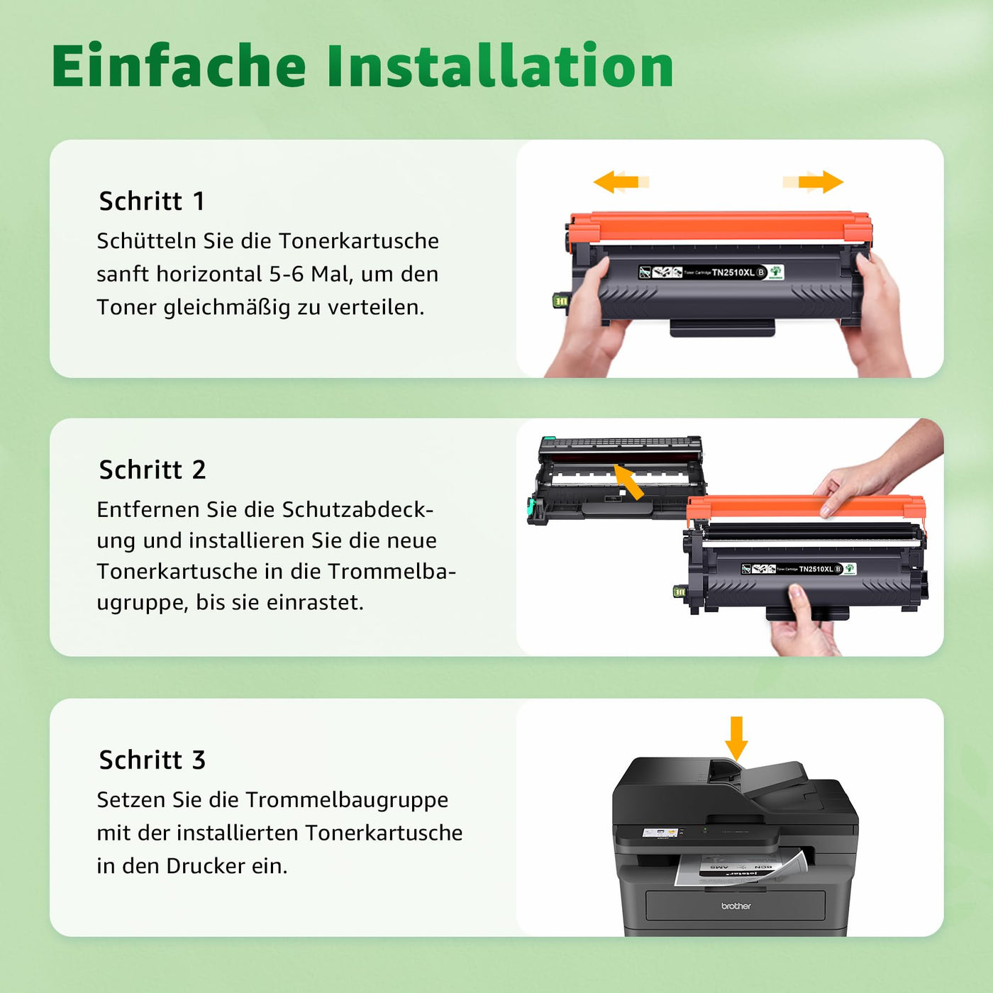 GREENSKY TN2510 TN2510XL Toner TN 2510XL TN-2510 XL Kompatibel mit Brother HL-L2400DWE HL-L2400DW HL-L2445DW DCP-L2627DWE MFC-L2800DW DCP-L2660DW DCP-L2665DW MFC-L2827DWXL MFC-L2860DWE (1 Schwarz)