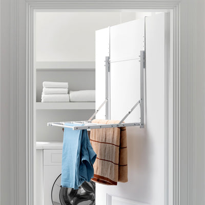 Navaris 1-stufiger Faltbarer Kleiderständer - Handtuchhalter Tür einhängen - Wäscheständer Tür -Tür Wäscheständer - Tür Handtuchhalter - Höhenverstellbar - Weiß