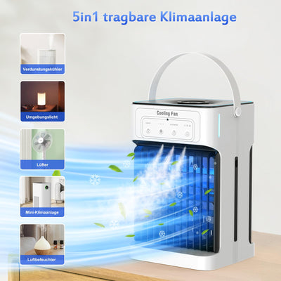Mobile Klimaanlage mit Fernbedienung,1100ML Mini Luftkühler mit Wasserkühlung, 2-8H Timer & 7 LED，3 Luftgeschwindigkeiten & 3 Kühlnebel, Mobiles Klimagerät für zimmer,Wohnungen und Büro