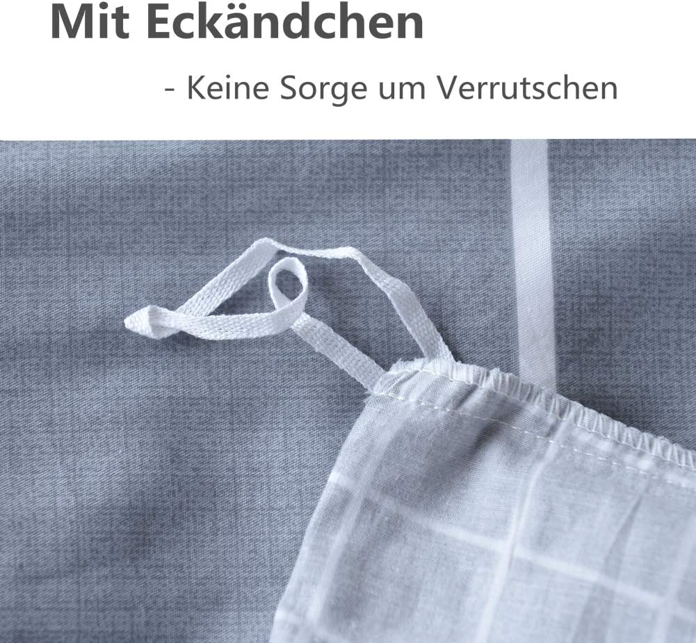 KEAYOO Bettwäsche Grau Weiß Gestreift 100% Baumwolle für Winter bis Sommer mit Reißverschluss 4 teilig (135 x 200 cm 4 Teilig)