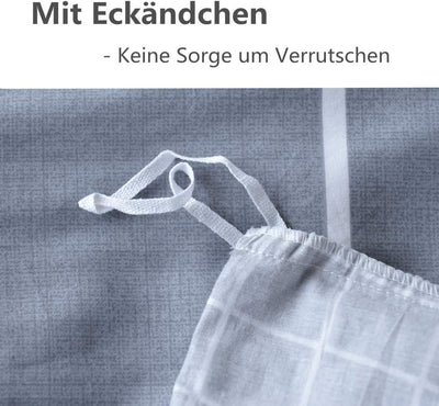 KEAYOO Bettwäsche Grau Weiß Gestreift 100% Baumwolle für Winter bis Sommer mit Reißverschluss 4 teilig (135 x 200 cm 4 Teilig)