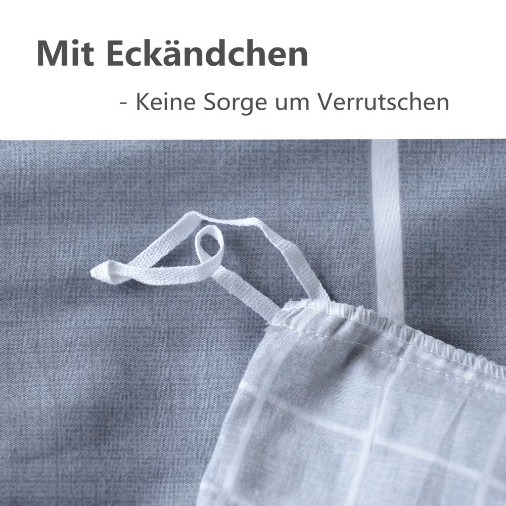 KEAYOO Bettwäsche Grau Weiß Gestreift 100% Baumwolle für Winter bis Sommer mit Reißverschluss 4 teilig (135 x 200 cm 4 Teilig)