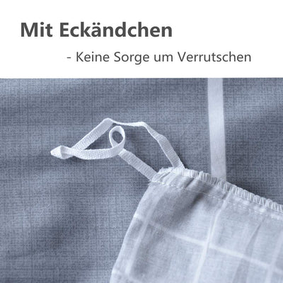 KEAYOO Bettwäsche Grau Weiß Gestreift 100% Baumwolle für Winter bis Sommer mit Reißverschluss 4 teilig (135 x 200 cm 4 Teilig)