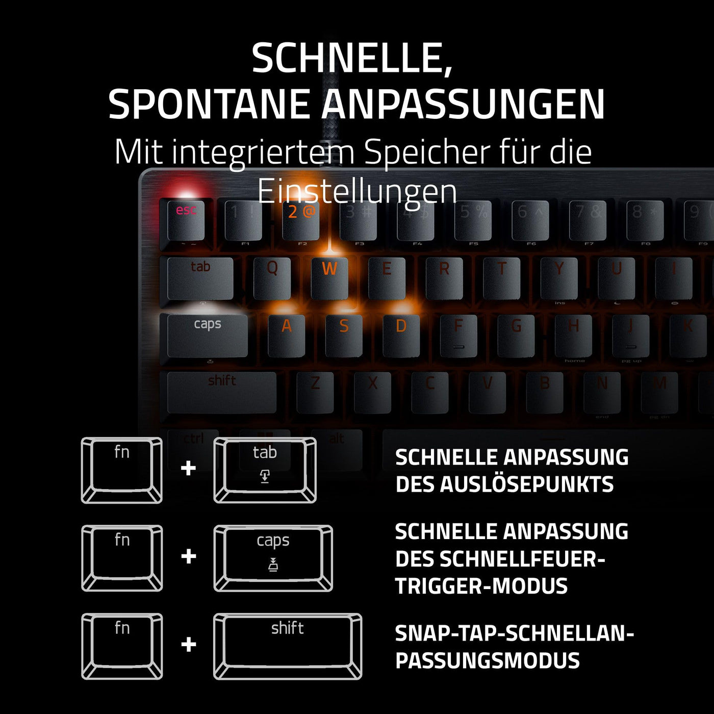 Razer Huntsman V3 Pro Mini - Analoge optische E-Sport-Tastatur im 60% Format Snap Tap & Rapid Trigger (Schnell-Feuer Modus, Mehrzweck Tasten, Doubleshot-PBT-Tastenkappen) DE-Layout | Schwarz