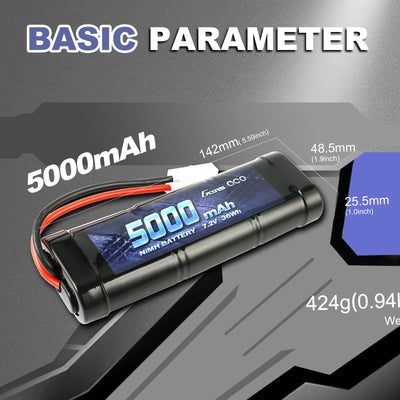Gens ace 7,2V RC Batterie NiMH Akku 6S 5000mAh 50C mit TMY Stecker für LKW RC Auto Flugzeug Hubschrauber Boot LKW Auto