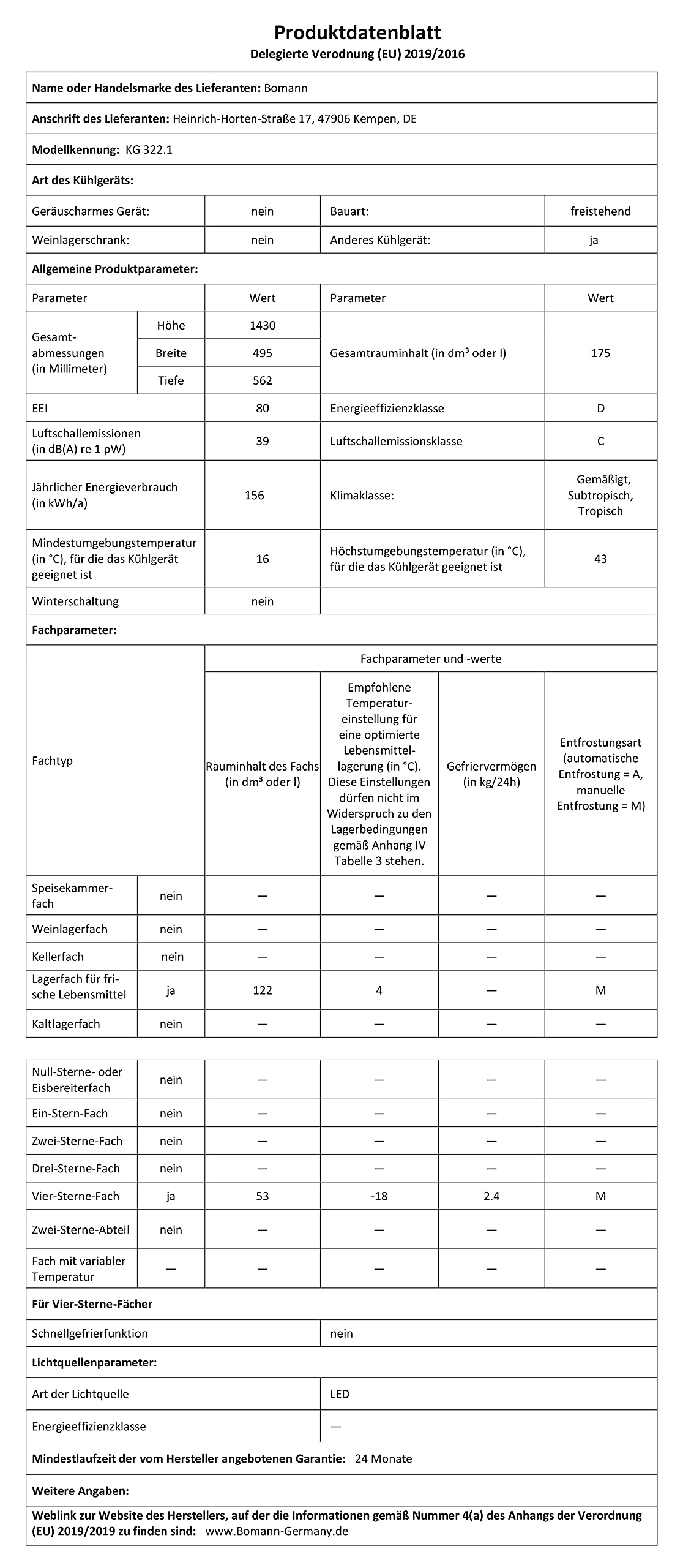 Bomann® Kühlschrank mit Gefrierfach 143cm hoch | Kühl Gefrierkombination 175L mit 3 Ablagen & 3 Schubladen | Türanschlag wechselbar | leise Kühlgefrierkombi 39db | Kühlschrank KG 322.1 inox-look