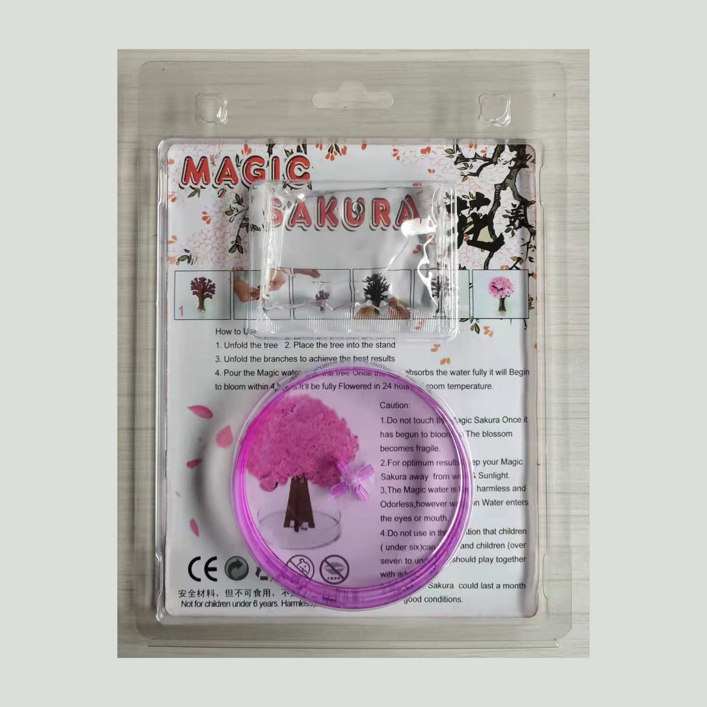 1 Stück Mini Sakuratree Magic Paper Tree DIY Kristallwachstum Kit Dekoration Spielzeug Neuheit Jungen Mädchen Wissenschaft und Spielzeug Learning Guide